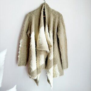 Zara Chunky Knit Mohair Texture Thick Cozy Beige Green Cardigan  S/M